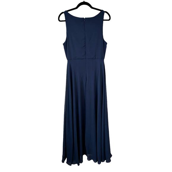 After Six New Women's 1549 Deep V Neck Chiffon Maxi Dress Midnight Navy Size 10R - Picture 4 of 10
